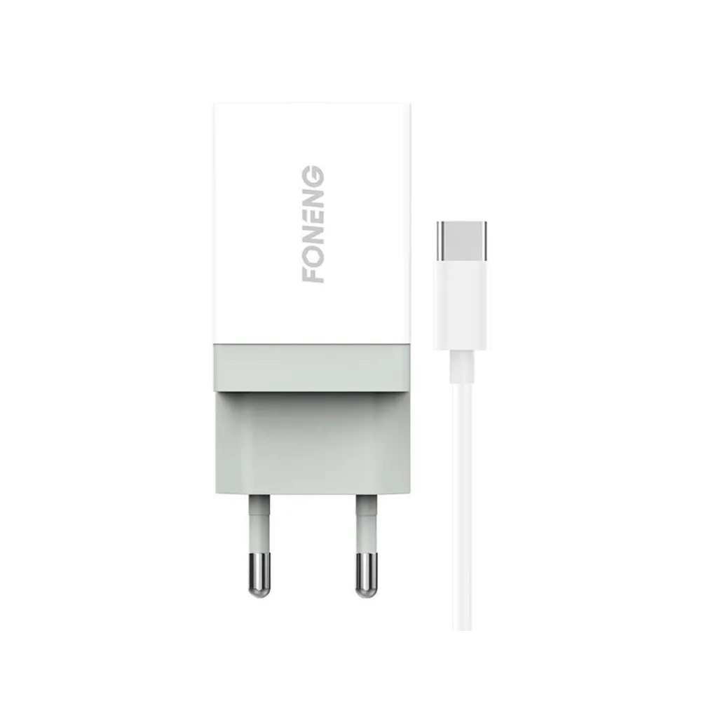 Încărcător de rețea Foneng K210, 1xUSB + cablu USB C 1m