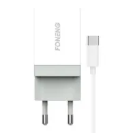 Încărcător de rețea Foneng K210, 1xUSB + cablu USB C 1m