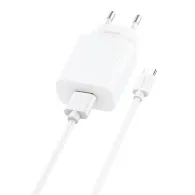 Încărcător de rețea Foneng, EU28, 1x USB, QC 3.0 + USB + cablu USB tip C