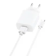 Încărcător de rețea Foneng, EU28, 1x USB, QC 3.0 + USB + cablu USB tip C