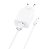 Încărcător de rețea Foneng, EU28, 1x USB, QC 3.0 + USB + cablu USB tip C