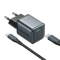 Încărcător GaN Vention USB-C 20W + cablu USB-C-L 1m (gri)