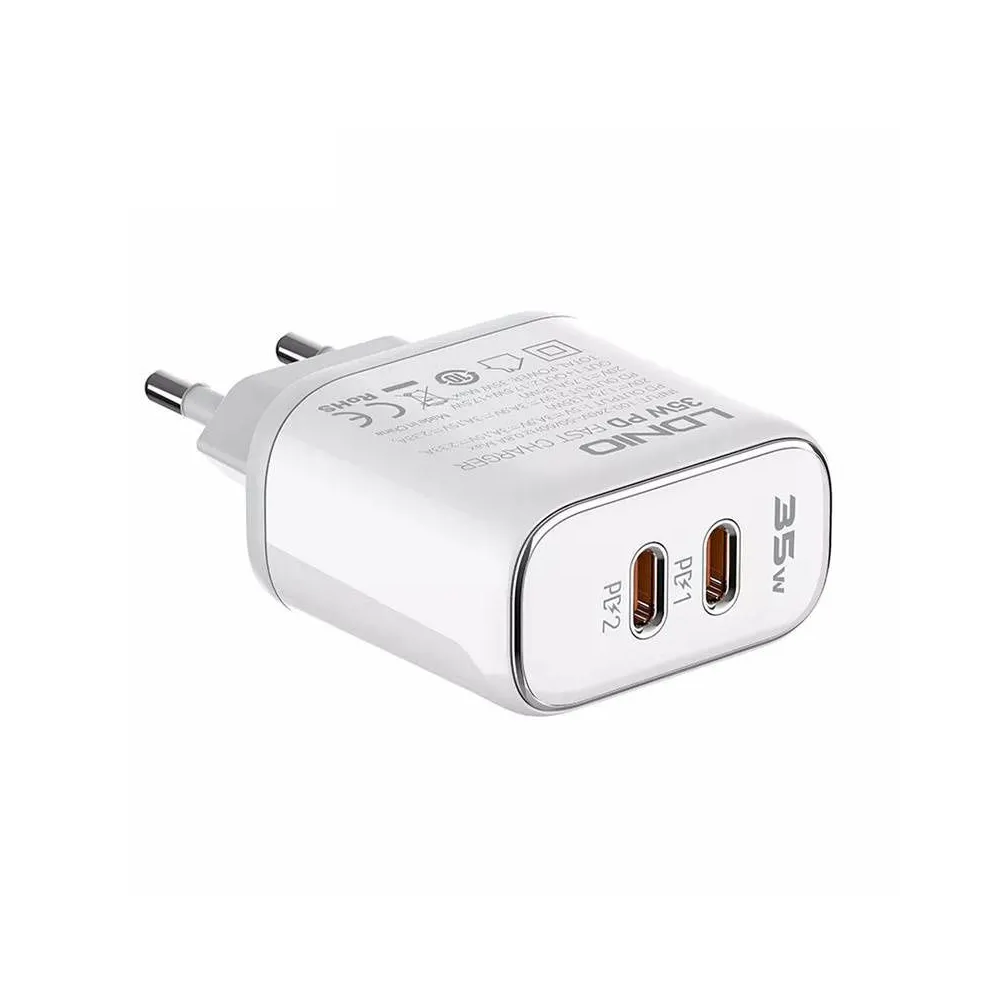LDNIO A2528M 2USB-C încărcător de rețea pentru Apple + cablu USB-C - Lightning