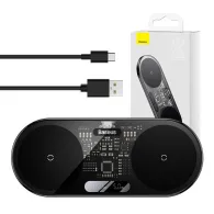 Încărcător wireless Dual Qi cu afișaj digital cu LED-uri Baseus, 20W