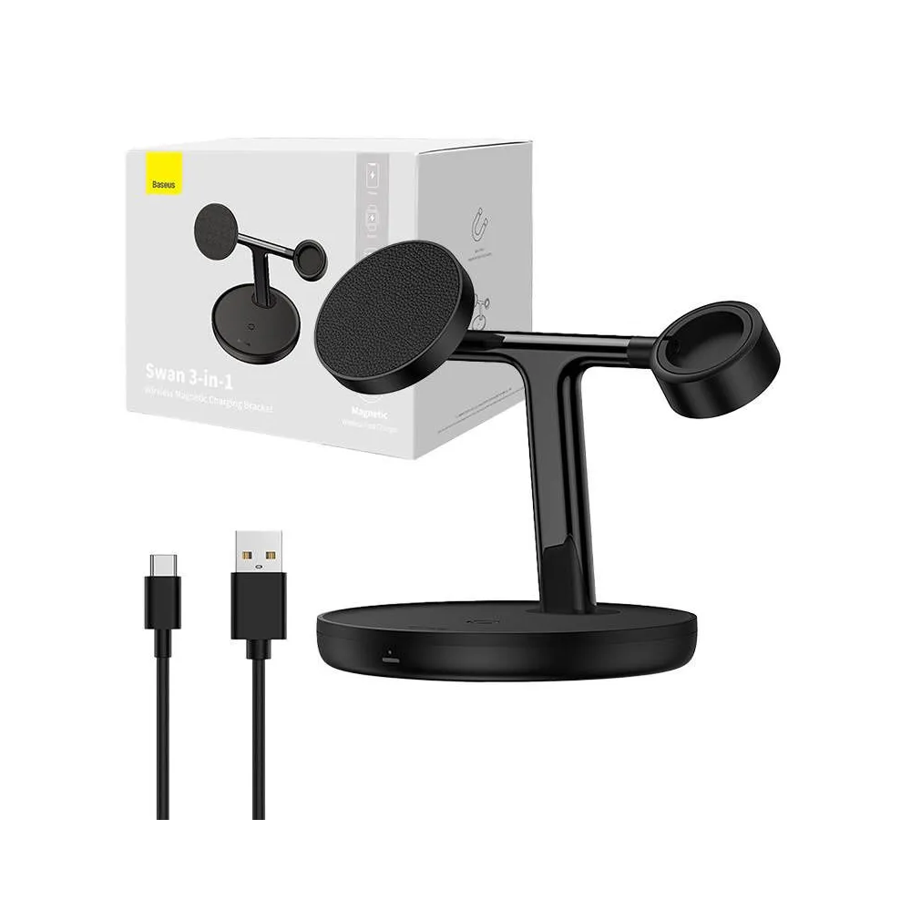 Suport auto Baseus 3in1 15W MagSafe (negru)