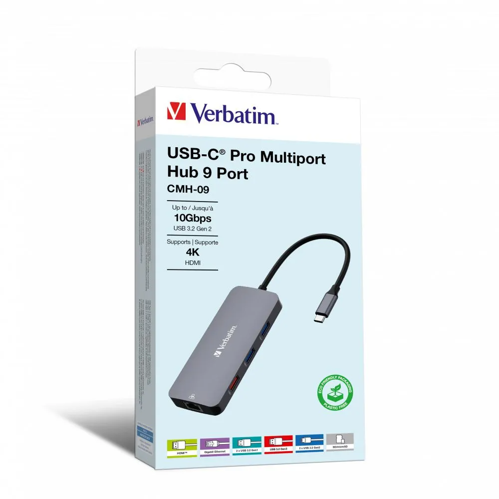 Verbatim CMH-09 USB tip-C 10000 Mbit s Argint