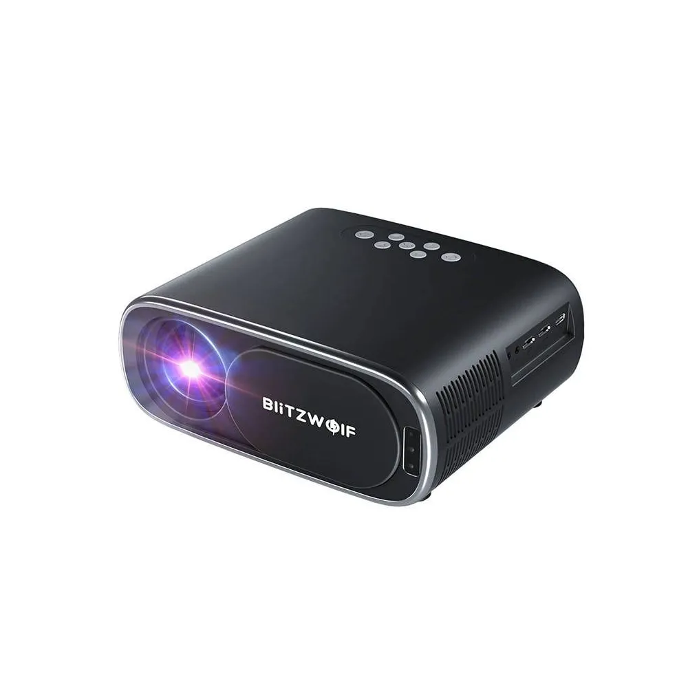 BlitzWolf BW-V4 1080p LED proiector/proiector, Wi-Fi + Bluetooth (negru)