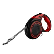 Lesă automată Dogness 5m cu lanternă și container pentru sac (roșu)