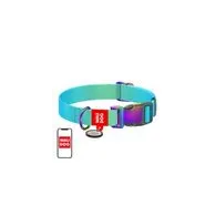 Waudog gradient nylon guler câine cu cod QR, albastru , mărimea M