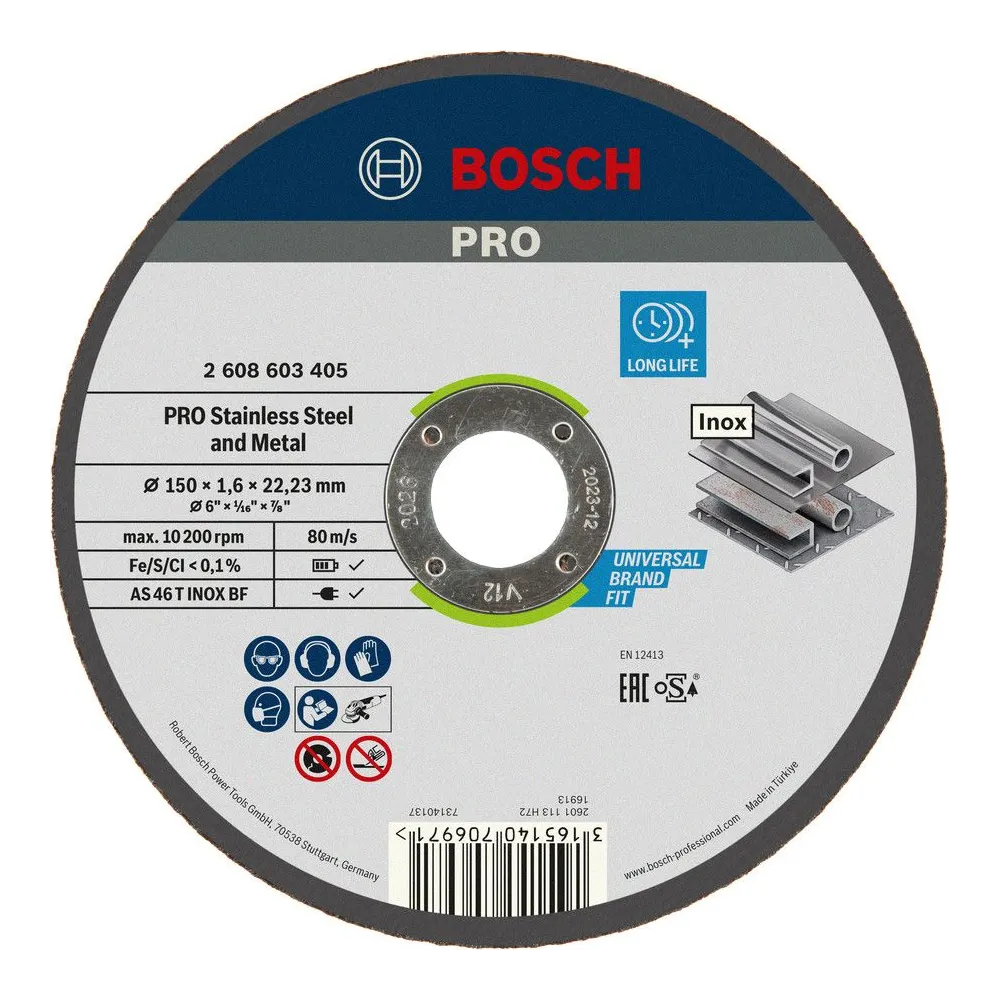 Bosch Disc taiere Inox Stainless Steel and Metal 150x1.6x22.23mm