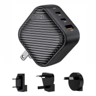 INVZI GanHub 2x USB-C + încărcător USB, 65W, EU/UK/AU/US (negru)