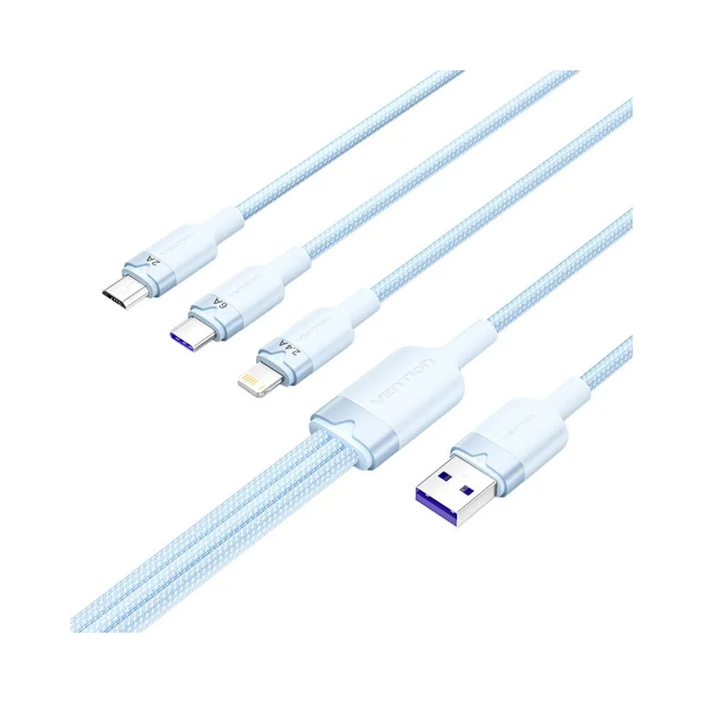 USB 2.0 A la 3-in-1 6A cablu Vention CTRLG 1.5M (albastru)