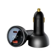 INCARCATOR auto Baseus Digital Display, Quick Charge PD 3, 140W, 1 x USB, 1 x USB Type-C, include cablu USB Type-C la USB Type-C