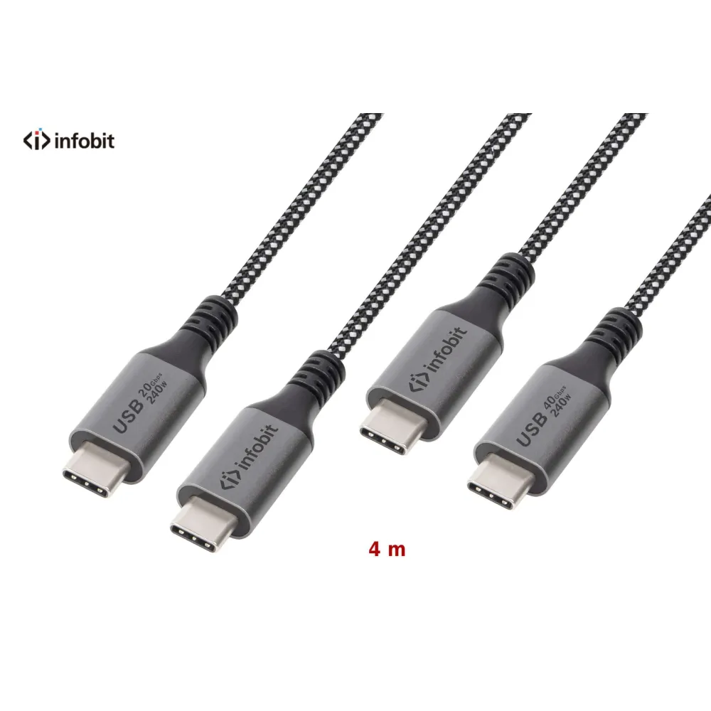 Cablu USB4 type C to C, Infobit iCable-U4-CC2040, 20Gbps, E-Marker, 4m