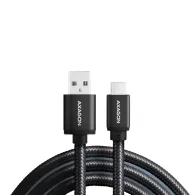 Cablu de date BUMM-AM20AB, USB-Micro la USB-A, 2m, 2.4A, impletit, negru