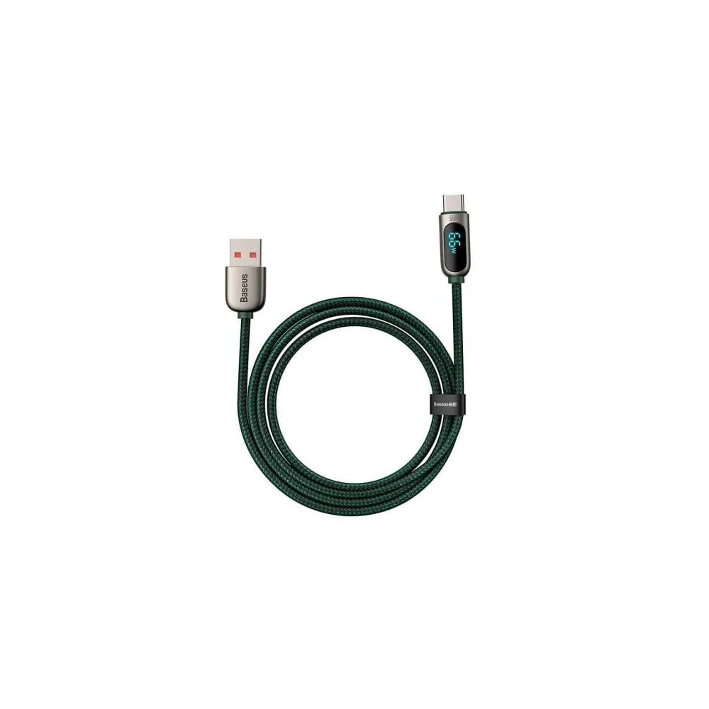 CABLU alimentare si date Baseus Display, Fast Charging Data Cable pt. smartphone, USB la USB Type-C 66W, 1m, braided, verde "CAS