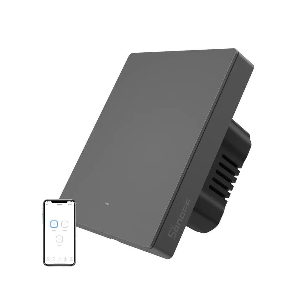Comutator inteligent de perete WiFi SONOFF M5-1C-80 (1-canal, pentru cadru, grafit)