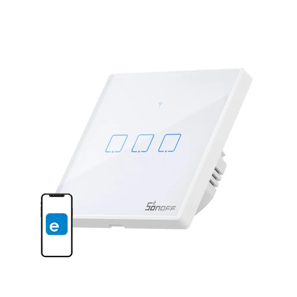 Comutator inteligent WiFi + RF 433 Sonoff T2 EU TX (3 canale) actualizat