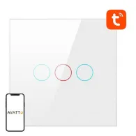 Comutator tactil triplu neutru TUYA ZigBee Avatto LZTS02-EU-W3 (alb)