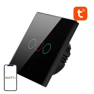 Comutator tactil WiFi Avatto TS02-EU-B3 Triple TUYA (negru)