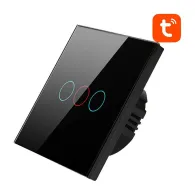 Comutator tactil WiFi Avatto TS02-EU-B3 Triple TUYA (negru)