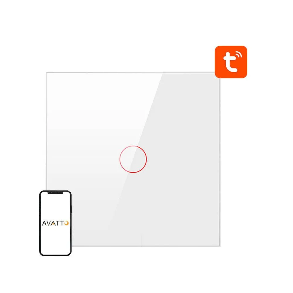 Comutator tactil ZigBee Avatto ZTS02-EU-W1 Single TUYA (alb)