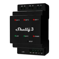 Comutator inteligent pentru șină DIN Shelly Pro 3 cu contacte uscate, 3 canale