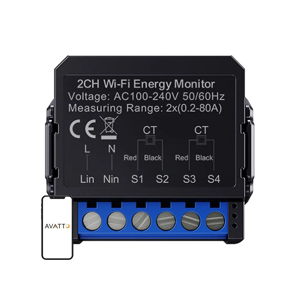 Contor de energie inteligent bidirecțional Avatto WiFi WPM16-2
