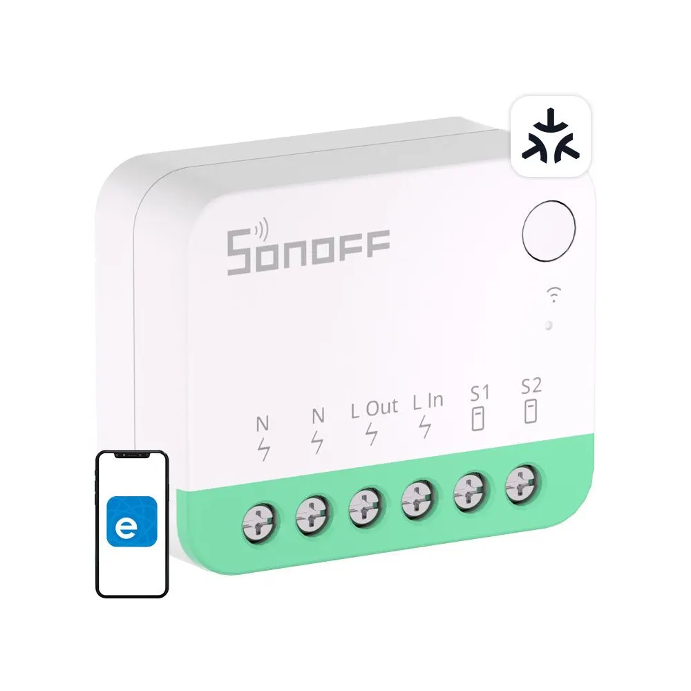 Mini-comutator WiFi inteligent Sonoff MINIR4M Matter (HomeKit, SmartThings, Home Assistant).