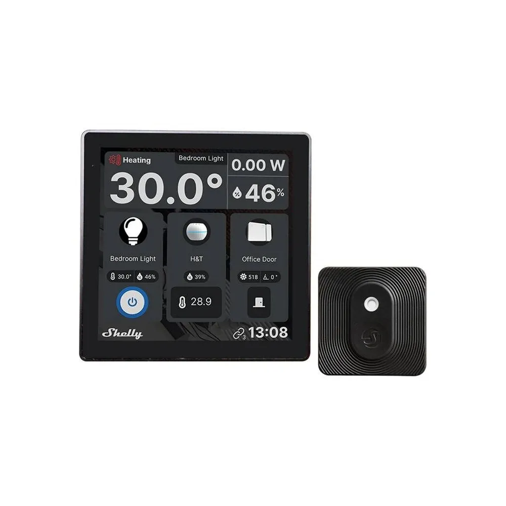 Set panou de control Shelly Wall Display (negru) + BLU H&T Ivory
