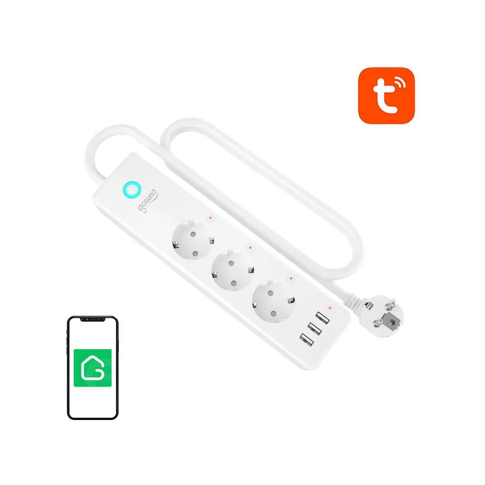 Stecher inteligent Gosund P1 PLUS WiFi (4x AC schuko, 3x USB-A) Tuya