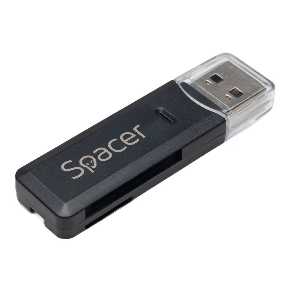 CARD READER extern SPACER, interfata USB 3.0, citeste/scrie: SD, micro SD, Negru, "SPCR-USB3-02"
