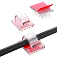 Organizator de cabluri Well, autoadeziv, set 24 bucati, transparent