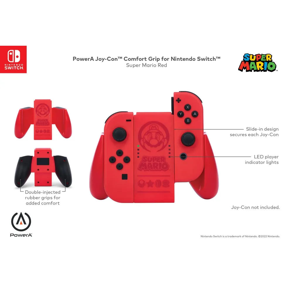 SUPORT controller PowerA, pentru Nintendo Switch JOY-CON, Super Mario, rosu, "NSAC0058-02"