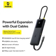 DOCKING Station Baseus Nomos Dual Fast Charging 6-in-1,conectare PC USB-C, 1 x USB 10G, cablu inclus 1 x USB-C (10Gbps si PD20W)