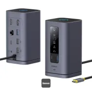 DOCKING Station Baseus Spacemate Series 10-in-1, conectare PC USB-C, 1xHDMI 4K@60Hz,1xHDMI 4K@30Hz,2xUSB 5Gbps,1xUSB-C 5Gbps,1xR