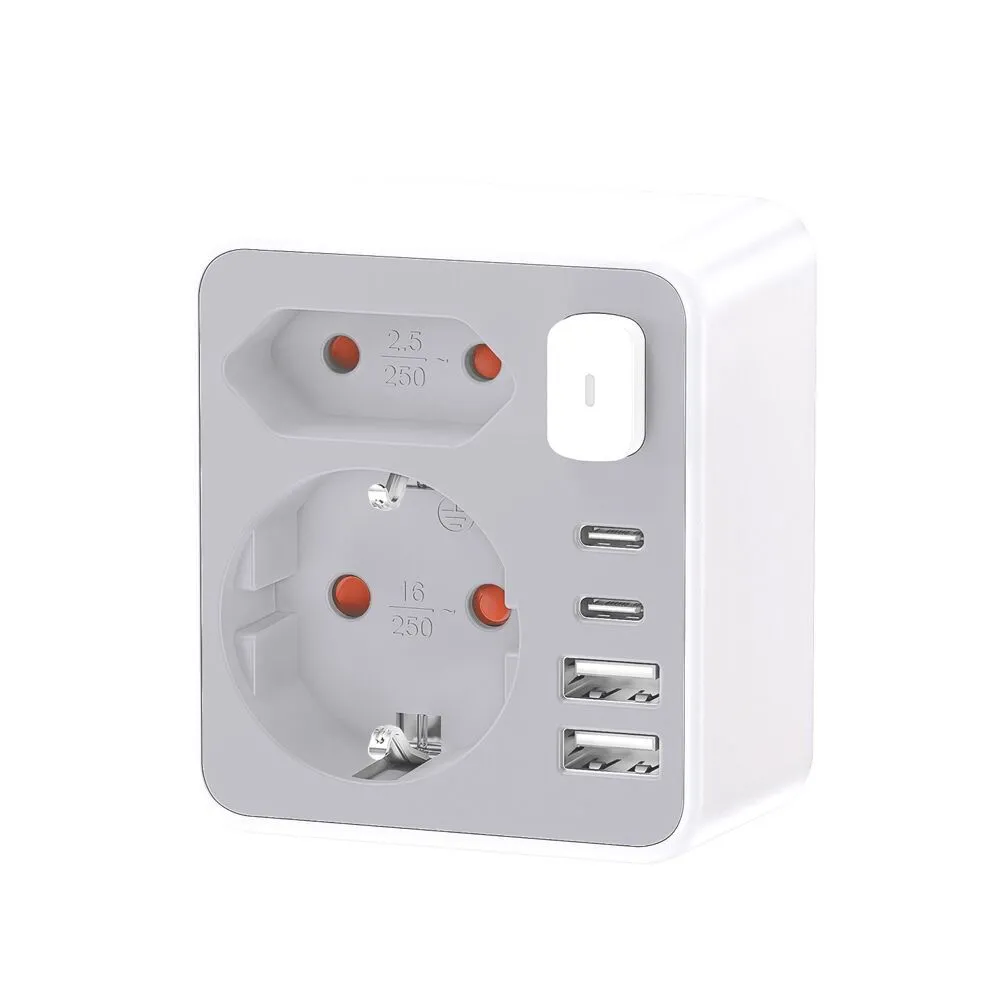 Stecher Schuko+Euro, 2x USB-A, 2x USB-C, intrerupator Technik TPA35