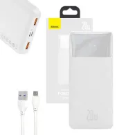 Powerbank Baseus Bipow 10000mAh, 2xUSB, USB-C, 20W (alb)