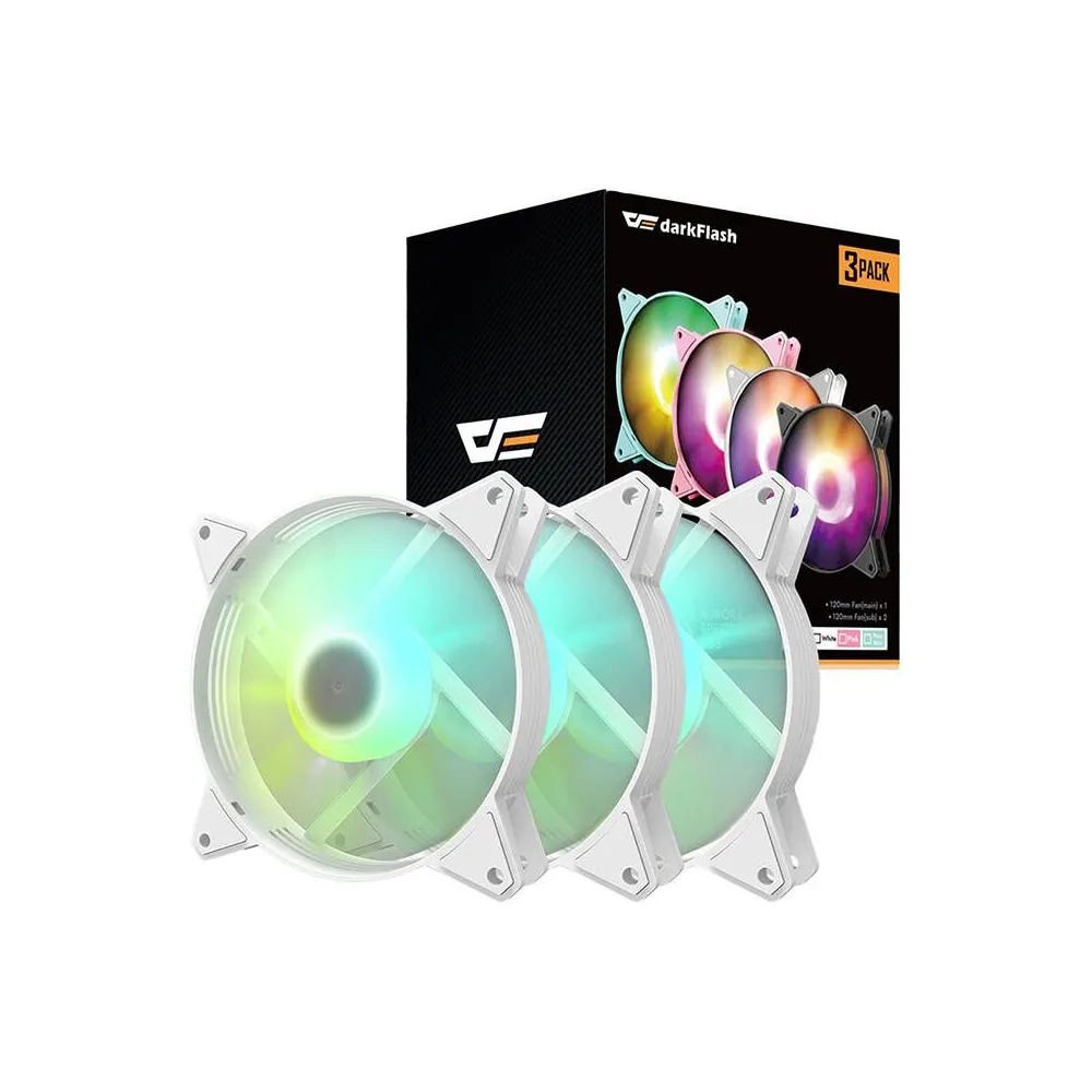 Set ventilator pentru computer ARGB Darkflash C6 3in1 120x120 (alb)
