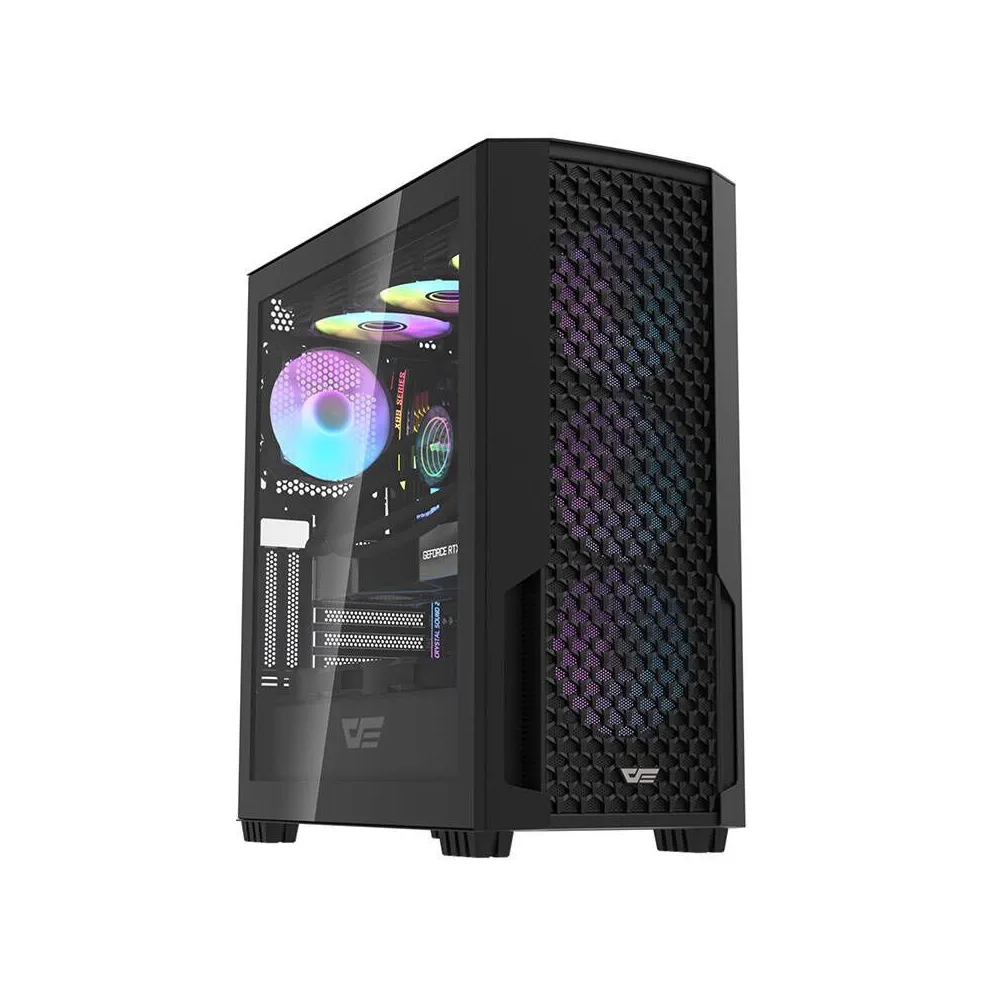 Carcasă pentru computer Darkflash DF2100 (negru) + 4 ventilatoare ARGB