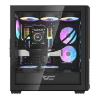 Carcasă pentru computer Darkflash DF2100 (negru) + 4 ventilatoare ARGB