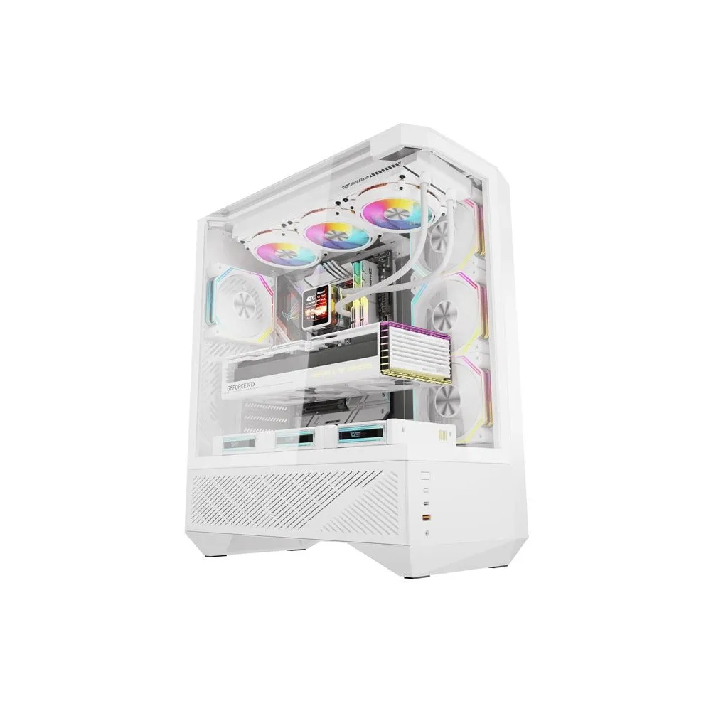 Carcasă pentru computer Darkflash DY460 (alb) + 4 ventilatoare ARGB