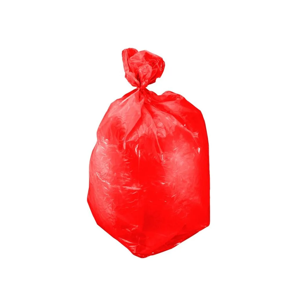 SACI MENAJ POLIETILENA 120L / ROSU, 10/SET