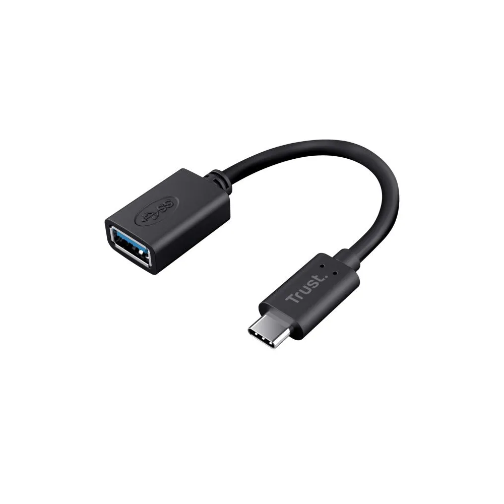 Adaptor Trust Calyx USB-C-USB-A, lungime cablu 9 cm, negru