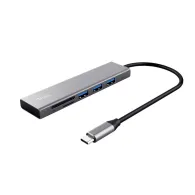 Hub Trust Halyx Cardreader, 3 porturi USB 3.2, gri