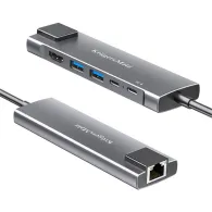 ADAPTOR HUB USB TIP C HDMI/2X USB3.0/2X USB TIP C/RJ45