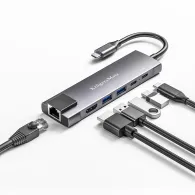 ADAPTOR HUB USB TIP C HDMI/2X USB3.0/2X USB TIP C/RJ45