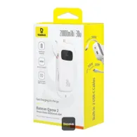 POWER BANK Baseus Qpow2 Digital Display, 20000mAh, 30W, 2 x USB Type-C output/input, 1 x USB, include cablu USB Type-C la USB Ty