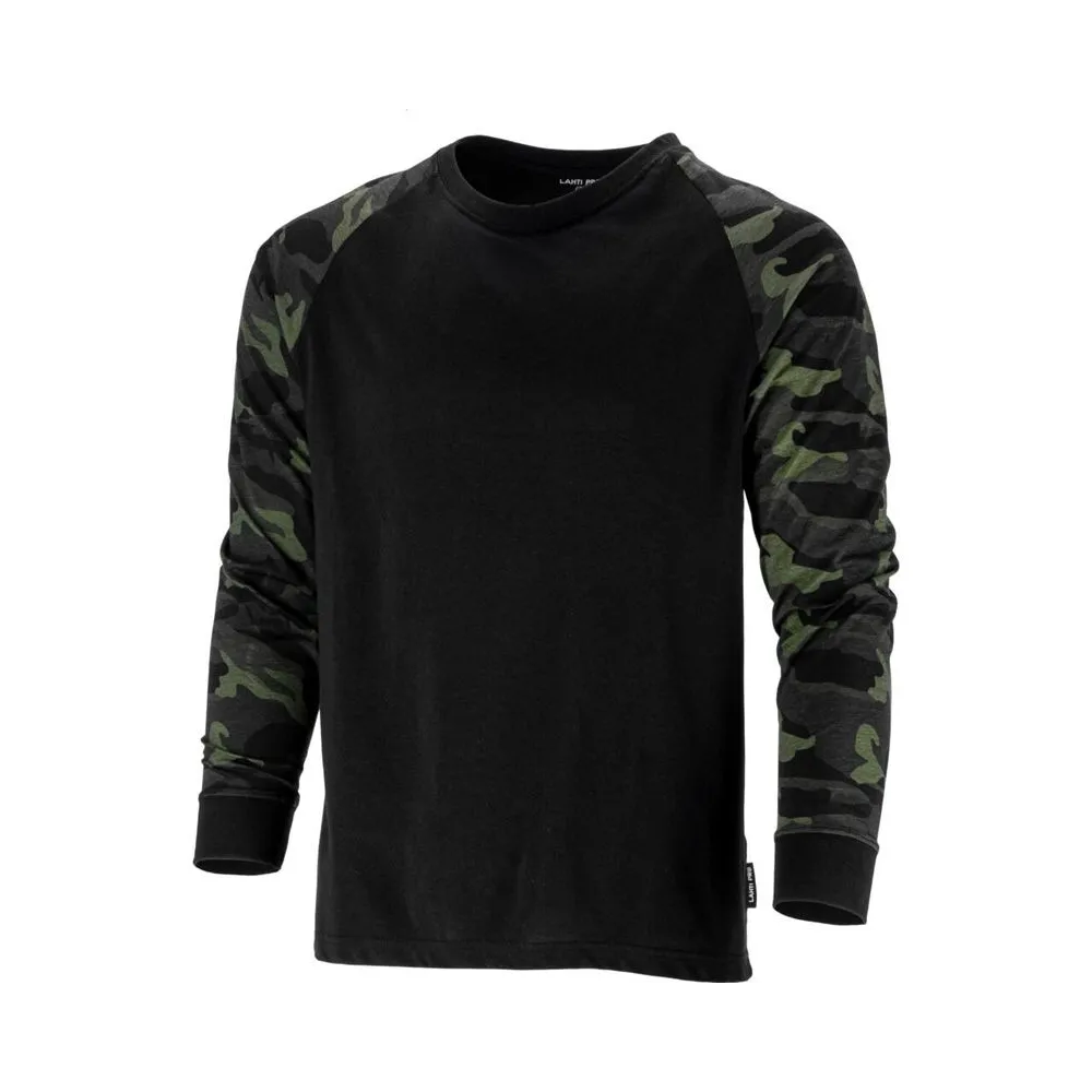 TRICOU BUMBAC CU MANECA LUNGA / NEGRU-CAMUFLAJ - M