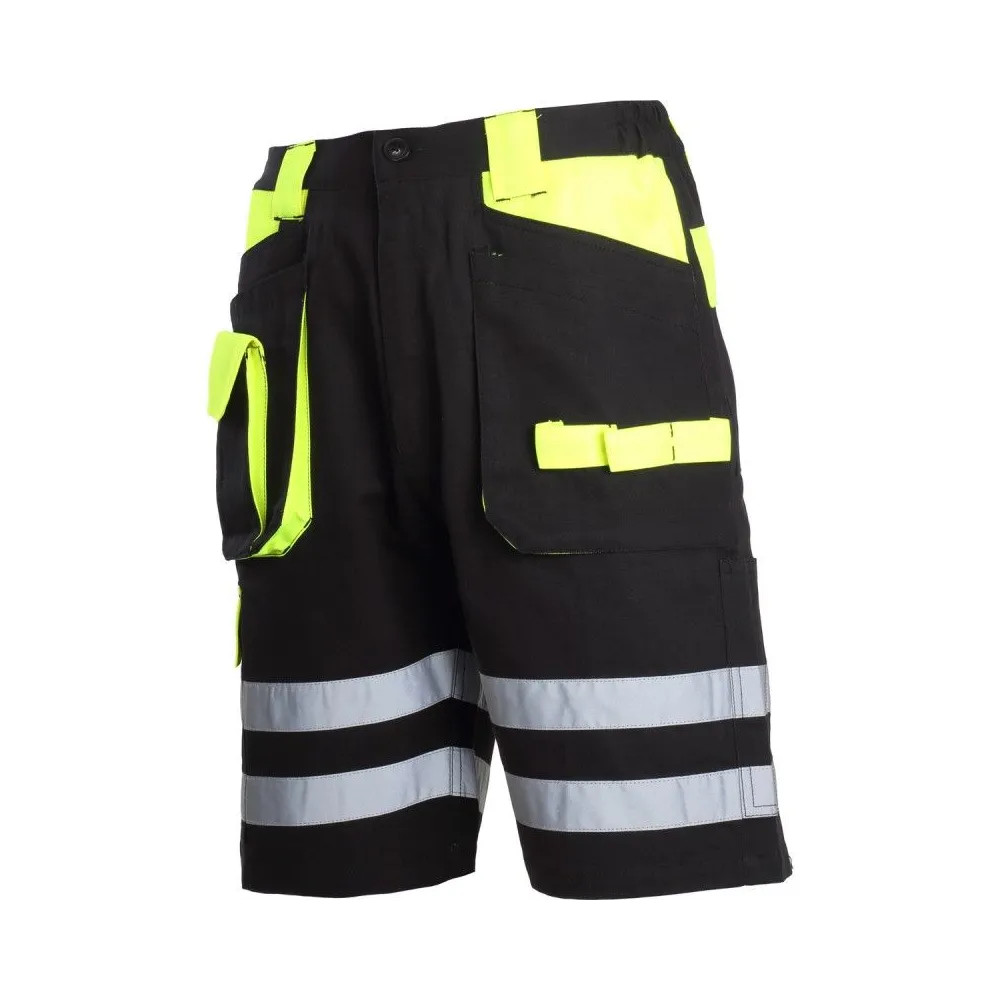 PANTALON SCURT CU REFLECTORIZANT NEGRU-VERDE - M